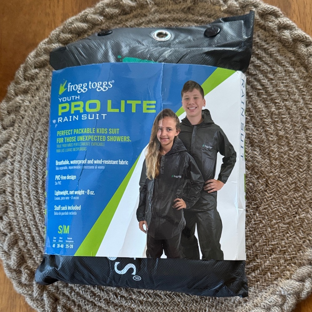 Frogg Toggs Youth Pro Lite Rain Suit S/M Black Waterproof Packable